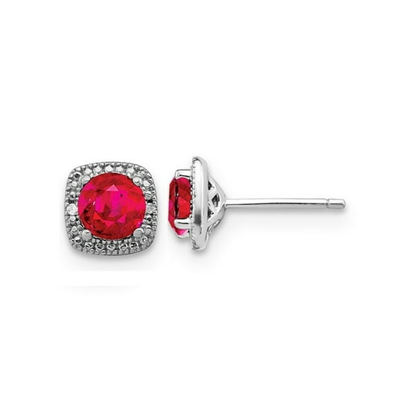 2.20 Carat (Ctw) Lab-Created Ruby Stud Earrings in Sterling Silver