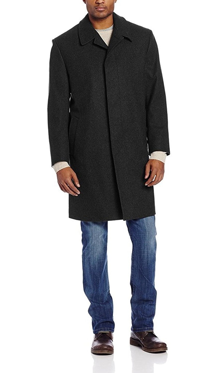 Mens Single Breasted Wool Cashmere Three-Quater Length Topcoat