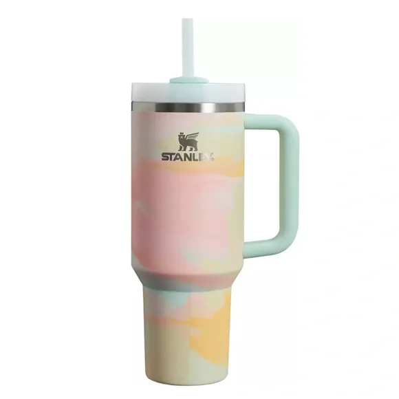 Stanley The Quencher H2.0 FlowState Tumbler 40oz, Pastel Swirl, Insulated Stainless Steel Travel Mug with Handle & Straw, 24H Cold/11H Hot, BPA-Free