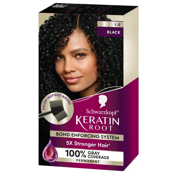 Schwarzkopf Keratin Color Root Permanent Hair Color Kit, Black, 1 Use