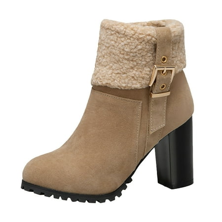 

Entyinea Booties for Women Elastic Heel Lug Sole Booties White 42