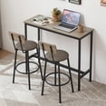 thumbnail image 2 of Counter High Dining Table Set, 3 Pieces Pub Table Set, Kitchen Table Set with 2 Chairs, Rectangle Wooden Saving Space Dining Room Table Sets for Kitchen Bar Breakfast Nook, Gray, JA4778, 2 of 9