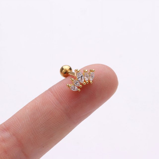 Pendientes de circonita con forma de copo de nieve, pendientes de bola giratoria de acero inoxidable, joyería creativa para perforar la oreja, pendientes de estrella de cinco puntas