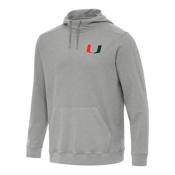 Men's Antigua Heather Gray Miami Hurricanes Cloud Pullover Hoodie