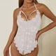 thumbnail image 3 of Gibobby Conjunto de lencería Lencería de Malla Sexy para Mujer Conjunto de Ropa Interior de Vendaje Envoltura de Pecho Bragas Huecas Conjunto de Sujetadores(Blanco, G), 3 of 5