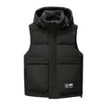 thumbnail image 2 of YueHuiYing Men Solid Fashion Winter Sleeveless Zipper Have Pockets Sleeveless Tanks Blouse Lightweight Jacket with Hood, 2 of 6
