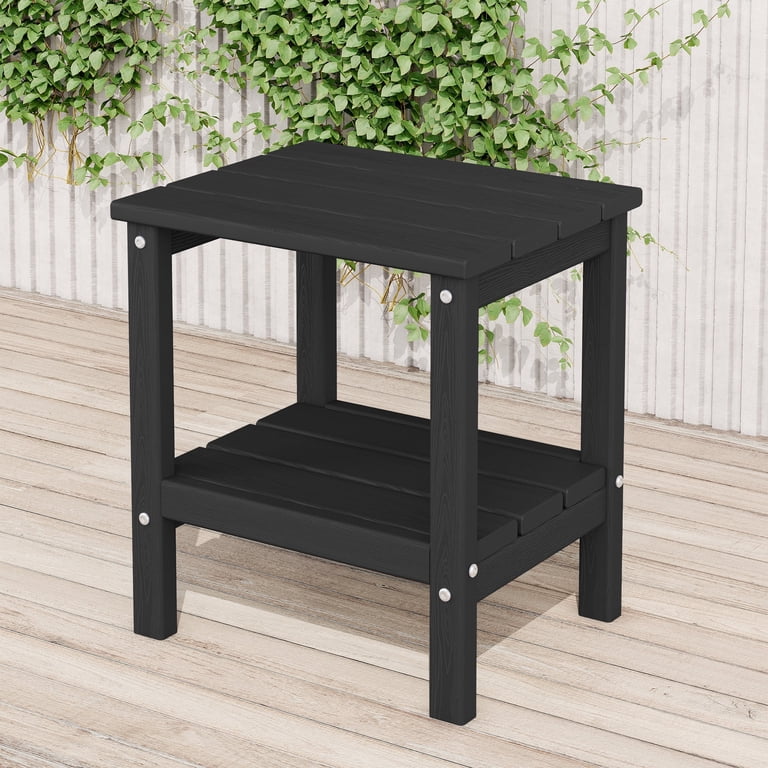 Kingyes 2-Tier Outdoor Side Table, Black HDPE photo 8