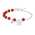 thumbnail image 1 of Pulsera de plata de ley 925 con ágata roja para mujer, 1 of 2