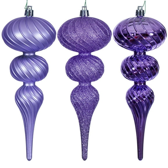 8" Lavender Swirl Finial Orn 6/Asst