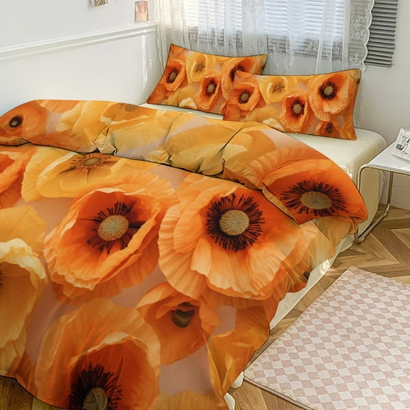 Poppy (11) Duvet Cover Set Themed Multicolor Polyester Bedding Set for Bedroom Decoration