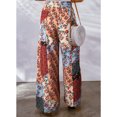 thumbnail image 2 of Pantalones de pierna ancha estampados Bloque de color con cordón de cintura alta Pantalones de pierna ancha de talla grande para mujer, 2 of 5