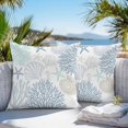 thumbnail image 3 of Blue Coral Coastal Throw Pillow Covers 18x18 Inch Set of 2, Summer Beach Shell Conch Ocean Waterproof Outdoor Pillow Covers, Decorative Cushion Pillowcases for Couch, Sofa, Bed, Garden, Patio, 3 of 9