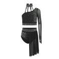 thumbnail image 3 of TiaoBug Big Girl's Lyrical Dance Outfit Latin Jazz Modern Contemporary Dress One Shoulder Crop Top with Irregular Skirt Black 12, 3 of 6