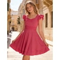 thumbnail image 6 of Lanbubble Girls Ruched Dresses Ruffle Sleeve Teens Tiered Swing A-line Teen Hot Pink Dress 15-16 Years, 6 of 9