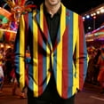 thumbnail image 2 of IWRICH Men's Mardi Gras Suit Jacket Printed Corduroy Lapel Button Blazers Jackets with Pockets for Formal Event 05-Yellow XXL, 2 of 4