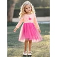 thumbnail image 2 of Bellafa Toddler Girls Casual Fairy Applique Tulle Dress Ruffle Long Sleeve Princess Girls Sparkle Tutu Dress For 2-7 Years, 2 of 8