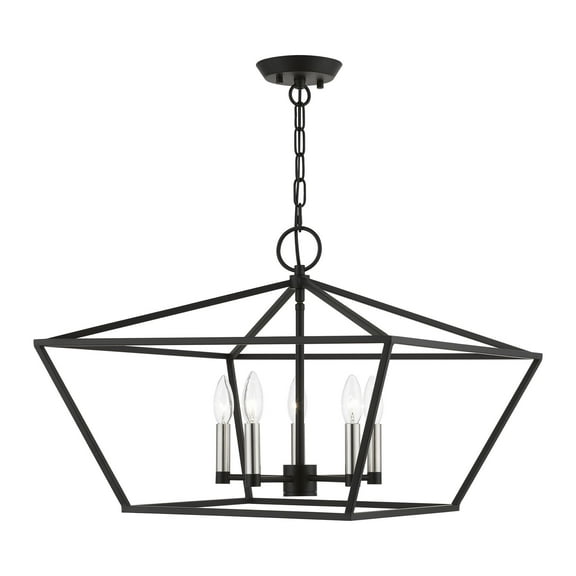 49435-04 Livex Lighting Devone - 5 Light Chandelier In Transitional Style-16.75 Inches Tall and 22 Inches Wide-Black/Brushed Nickel Finish