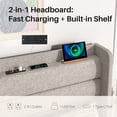 thumbnail image 5 of Frostbloom Queen Bed Frame with USB & Type-C Charging Station and Linen Fabric Wingback Headboard, Biege, 5 of 10
