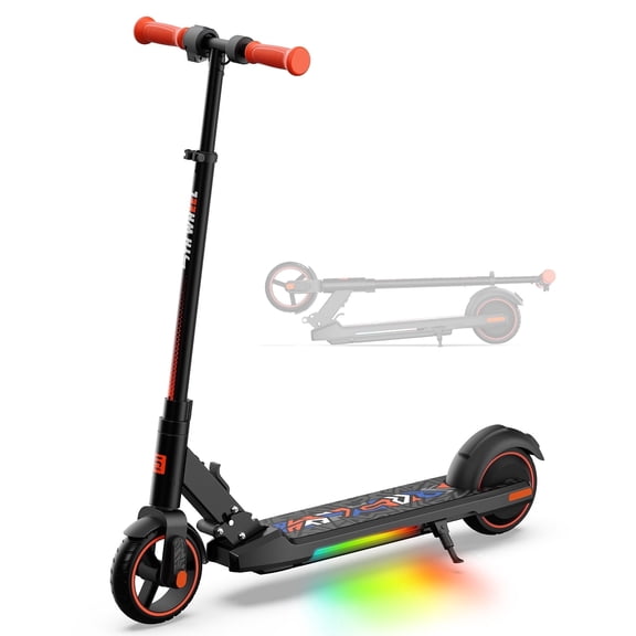 5TH WHEEL KS02 6.5” Electric Scooter for Kids Ages 6-14, 150W Motor Foldable Kids Electric Kick Scooter with Colorful LED Lights, 5 Miles Range & 9 mph E-Scooter with Adjust Height Stem, UL 2272
