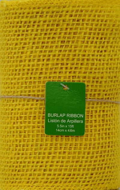 Mainstays 5.5"X15' Burlap Ribbon Yellow Loose Weave , 1 Each
