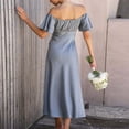 thumbnail image 5 of Aloohaidyvio Summer Dresses for Women 2024,Womens Summer Solid Color Short Sleeve V-Neck Long Dress Gray XL, 5 of 5