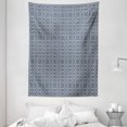 thumbnail image 1 of Japanese Tapestry, Wavy Pattern with Sprouts Spring Theme Floral Eastern Pattern, Wall Hanging for Bedroom Living Room Dorm Decor, 60W X 80L Inches, Charcoal Grey Dark Blue White, by Ambesonne, 1 of 2