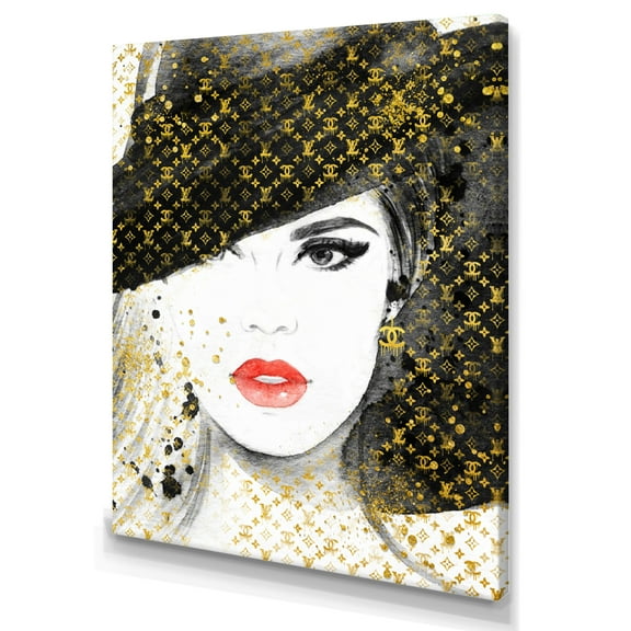 Designart Luxurious Woman With Black Hat III Canvas Wall Art