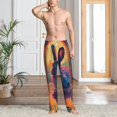 thumbnail image 2 of Hirioo Neon Rabbit In Archway for Men's PJ Pajama Pants Sleep Pants Men's Home Trousers with Pockets,S-3XL-X-Large, 2 of 6