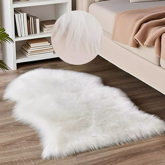 Soft Plush White Area Rugs 24 x 36in Shaggy Fluffy Rugs Floor Mat Carpet for Bedroom Living Room Nursery Modern Decor