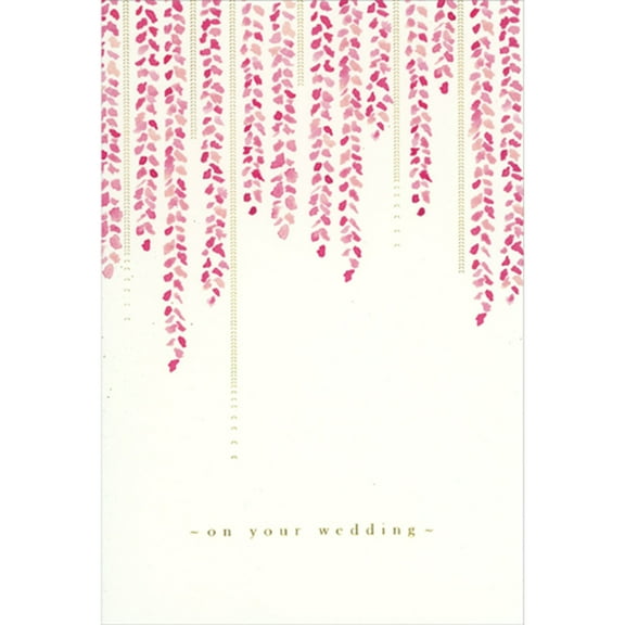 Pictura Hanging Vines of Light and Dark Pink Watercolor Leaves Wedding Congratulations Card