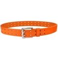 thumbnail image 5 of Falari Men's Double Holes Genuine Leather Belt Double Prong Jeans Belt Orange Small, 5 of 6