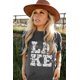 thumbnail image 4 of ABPHQTO Camiseta de manga corta con cuello redondo y estampado desgastado gris LAKE para mujer, 4 of 5