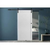 LTL Home Products  84 x 42 in. Chevron White PVC Barn Door with Installation Hardware Kit