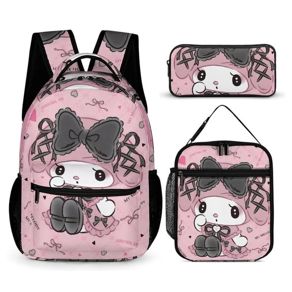 My Melody Three-Piece Backpack Set: Includes A High-Quality Backpack Lunch Bag And Pencil Case One size