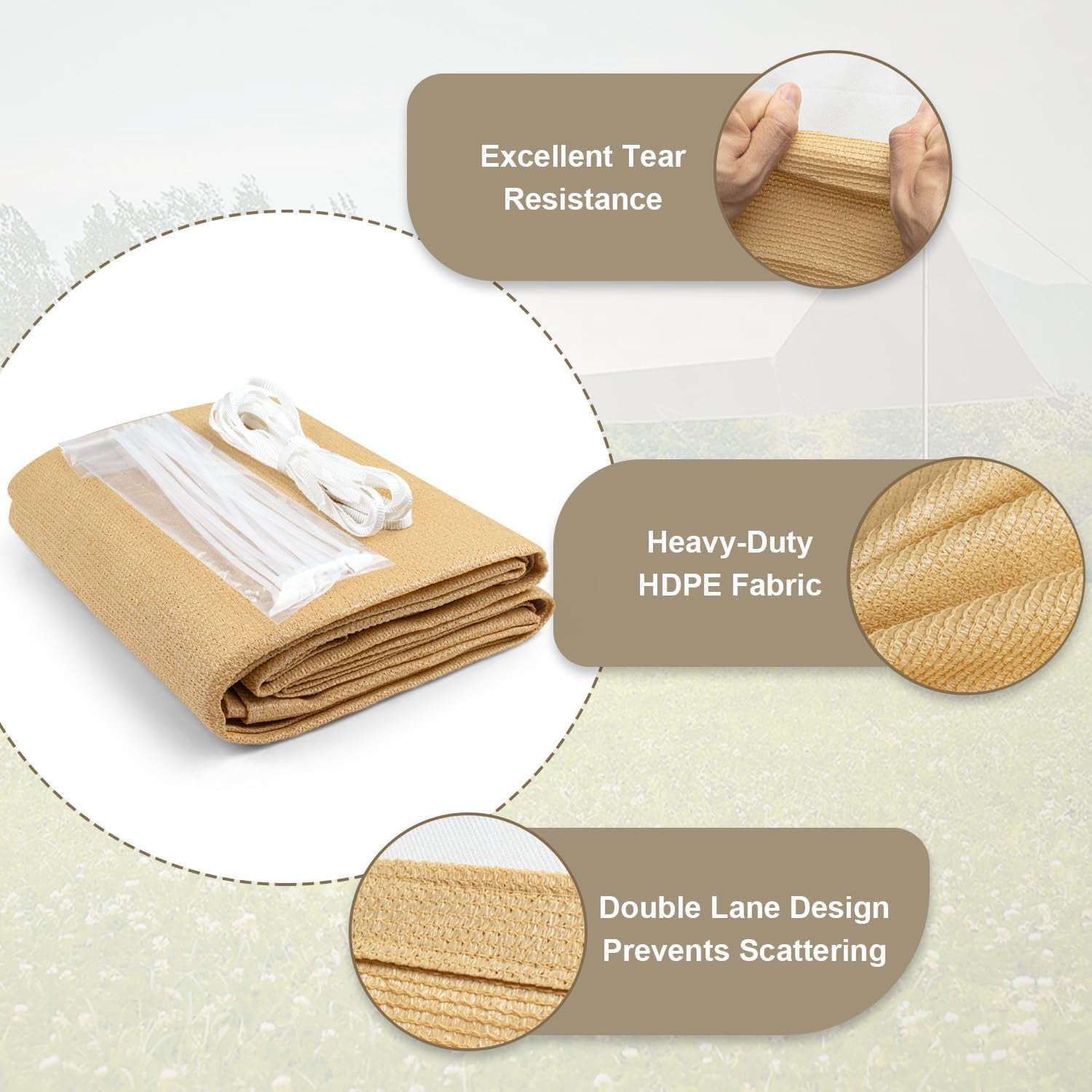 Shade Cloth 3/6/8/10/12/20FT Sun Shade Cloth with Grommets Pergola Shade Cover 95% UV Protection for Patio Outdoor, 6x8 FT Sand