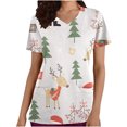 thumbnail image 2 of Pntutb, blusas con cuello en V y manga corta a la moda para mujer, blusa de bolsillo con estampado de uniforme de trabajo, tops Pntutb Pntutb-2929, 2 of 5