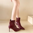 thumbnail image 2 of Bottes d'Hiver pour Femmes Hauteur Cheville Bout Pointu Talon Haut pour Usage Extérieur Intérieur Décontracté, 2 of 9