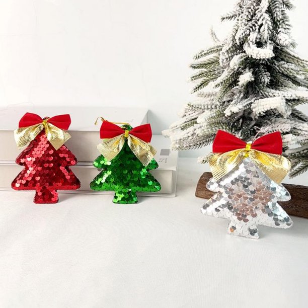 ¡Precios Increíbles, Descuento Ya!, Decoraciones para fiestas navideñas Adornos con lazos de lentejuelas Adornos colgantes para el coche Adornos colgantes para el árbol de Navidad Akmoler