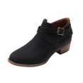 thumbnail image 1 of NECHOLOGY Botas Mujer Adulto Femenino Zapatos Botines mujer Cuero Artificial Otoño E Invierno Tacones Bajos Gruesos Cremallera Botines Cortos Zapatos De Punta Redonda (Black, 7.5), 1 of 5