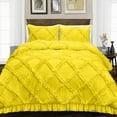 thumbnail image 1 of SGI Bedding 3 Piece Cotton Diamond Ruffle Duvet Cover Yellow Solid 600TC Oversized King, 1 of 8