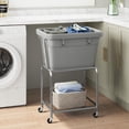 thumbnail image 3 of Laundry Cart with Wheels, Rolling Laundry Hamper with Removable Bag and Shelf, Metal Frame Laundry Basket with 4 Casters and 2 Brakes, Ideal for Bedroom, Bathroom, Laundry Room, Gray, 3 of 18