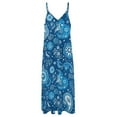 thumbnail image 4 of Blue Paisley Floral Seamless Pattern Design Sleeveless Dress Women's Luxury Party Dress Birthday Dresses for Women, 4 of 7
