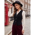 thumbnail image 4 of INSPIRE CHIC Chaleco de mujer Steampunk de terciopelo sin mangas con botones y escote en V, chalecos de traje L negro, 4 of 6