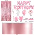 thumbnail image 2 of Pink Birthday Party Decoration, Happy Birthday Banner, Rose Gold Fringe Curtain, Foil Tablecloth, Heart Star Foil Confetti Balloons, 10g Table Confett, 2 of 4
