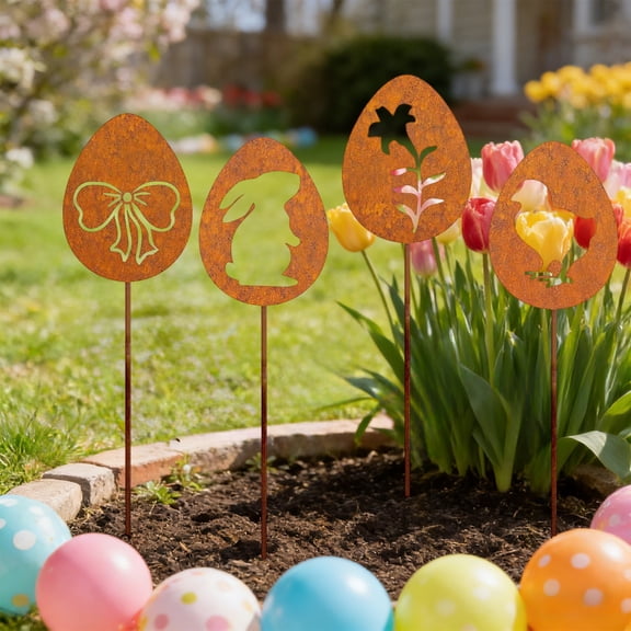 Garden Flower Pot Outdoor Courtyard Inserts Wrought Iron Silhouettes Decorative Easter Home Decor
