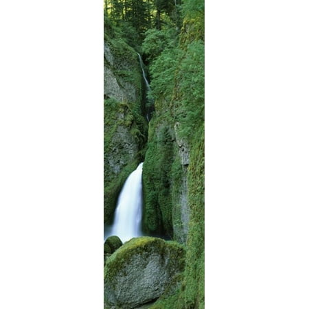 Waterfall in a forest Columbia River Gorge Oregon USA Canvas Art - Panoramic Images (18 x