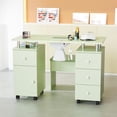thumbnail image 6 of Ktaxon Nail Desk and Chair Set, Manicure Table Storage Station with 4 Drawers, Lockable Wheels, Green, 6 of 7