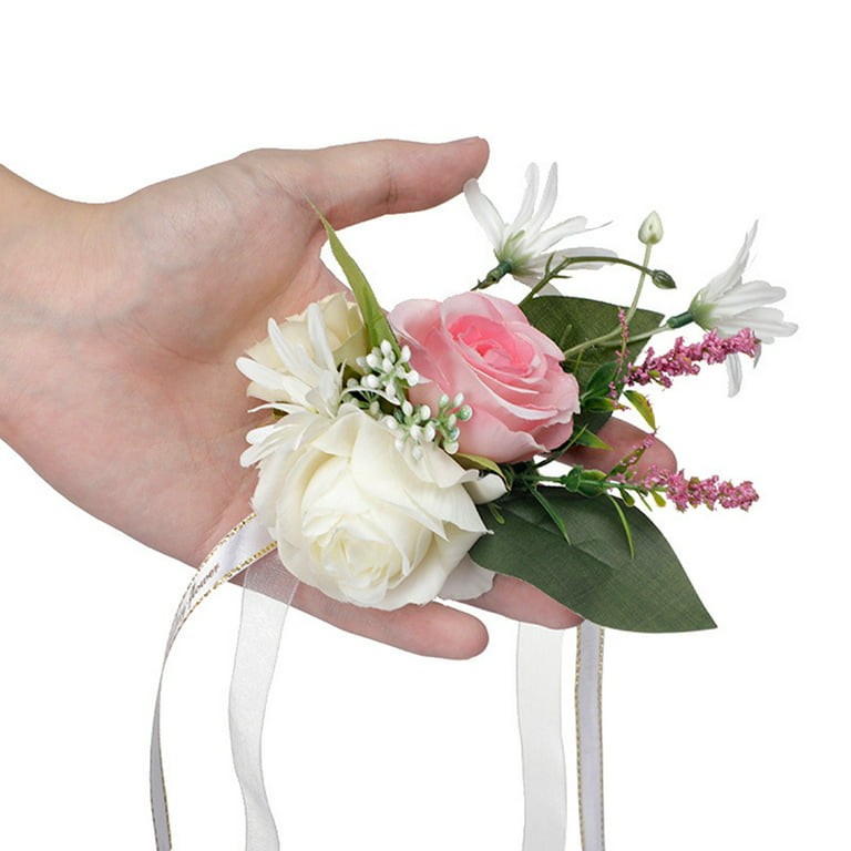 4 Pcs Peony Wrist Corsages for Wedding Boutonniere for Men Wedding
