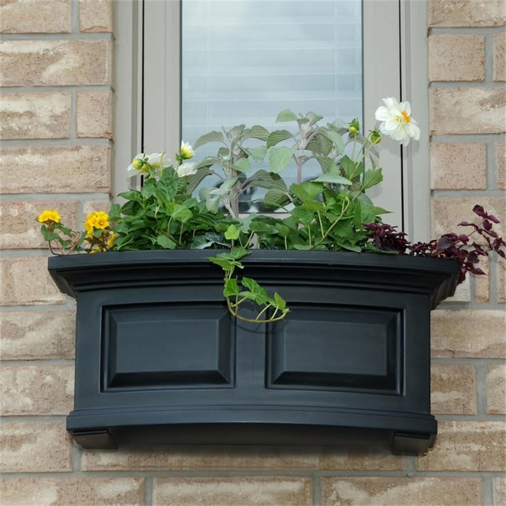 Pemberley Row Polyethylene Black Window Box Rectangular Weatherproof 24" Unassembled