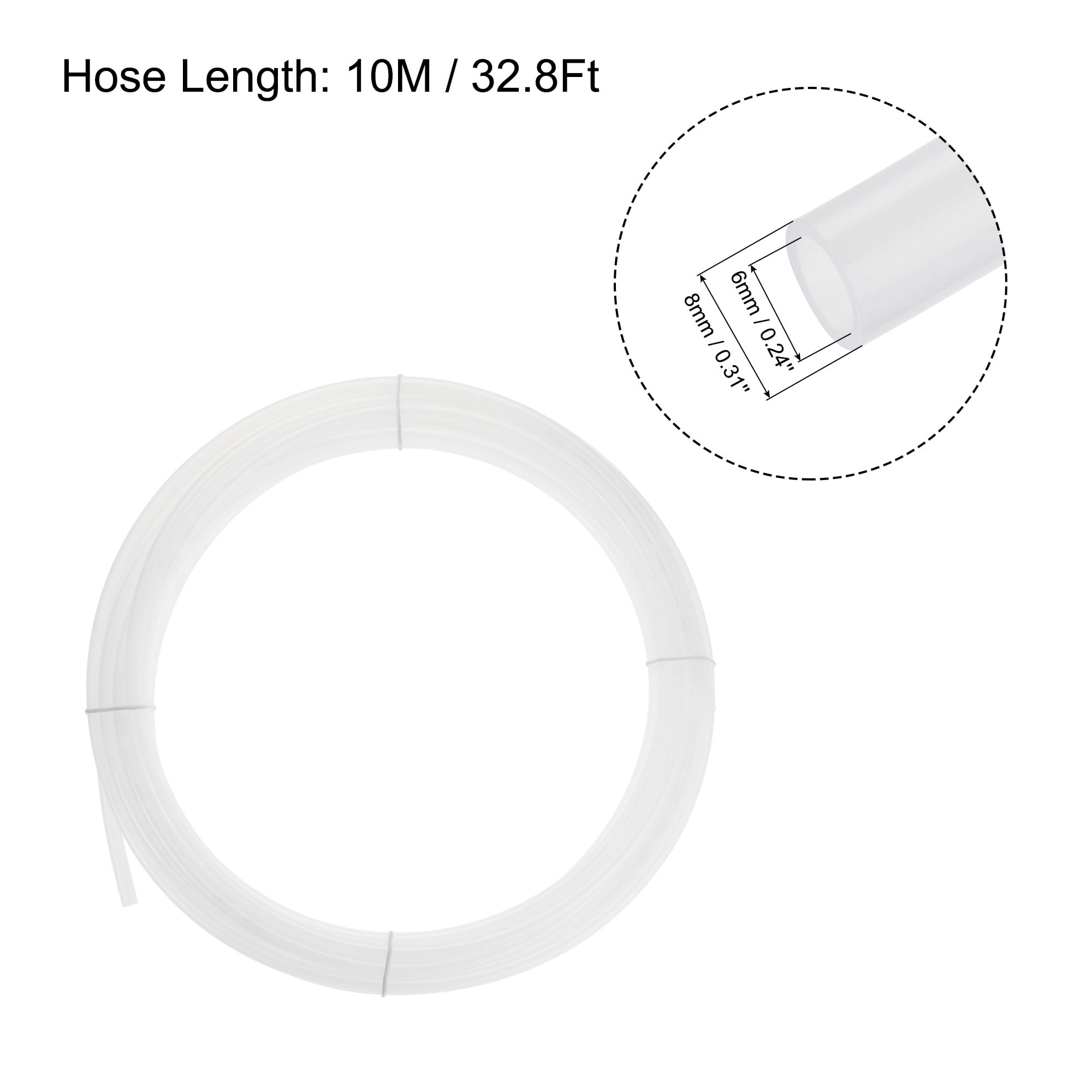 Uxcell 8mm OD Nylon Air Hose Tubing Kit 10 Meters White with 16 Pcs Fittings